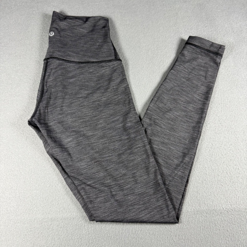 Lululemon High Rise Space Dye Leggings Size 6 Gray Heathered Yoga Pants 28"